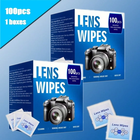 Hot Selling 100 Count Disposable Eyeglass Cleaning Lens Wipes - Moisten individually wrapped eyeglass lens cleaner for fashion glasses, phone screens, electronics and camera lenses, easy to carry