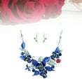 thumbnail image 3 of Gymnture winter Fancy Flower Sweater Necklace Chain Accessories Jewelry Set with Earrings for Women (Blue), 3 of 10