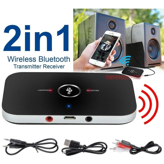 Bluetooth 5.0 Transmitter and Receiver 2-in-1,Wireless Audio Adapter with 3.5mm Aux Jack,ANC Noise Cancellation,8-Hour Battery for TV,Car,Home Stereo