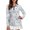Blue Floral Bow Print, variant on Jiueut Woman Polo Tops Activewear Moisture Wicking Versatile V Neck Pullover Quarter Zip Workout Tops Long Sleeves, Bluebird Floral Print, Size XX-Large