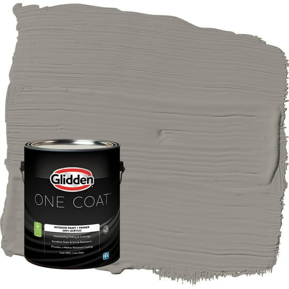 Glidden One Coat Lazy Afternoon / Gray Flat Interior Paint with Primer, 1 Gallon