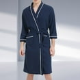 thumbnail image 2 of JTieacloth Men's Nightshirts Mens Lightweight Spa Soft Knee Length Bathrobe With Pockets Blue, 2 of 6