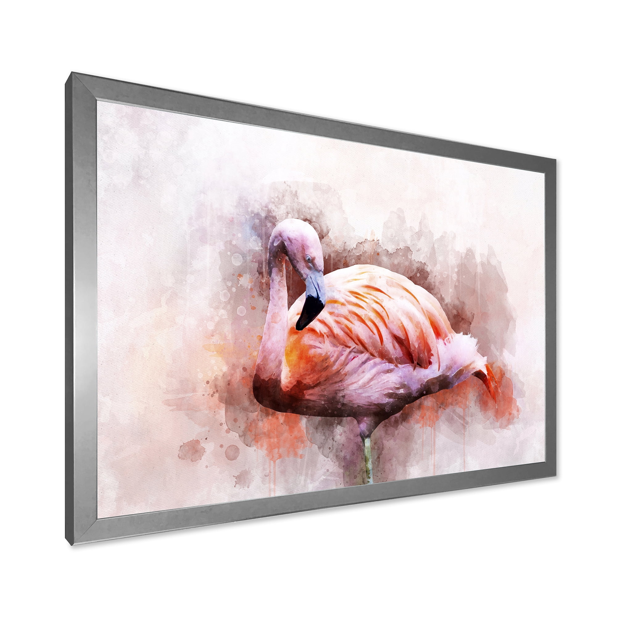 Designart 'Abstract Portrait of Pink Flamingo III' Farmhouse Framed Art Print