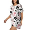 thumbnail image 2 of Wukai Lilies Flowers Women's Pajama Set,Short-Sleeve Top and Shorts with Elastic Waistband and Pockets for Loungewear, Yoga, and Casual Wear-X-Large, 2 of 8