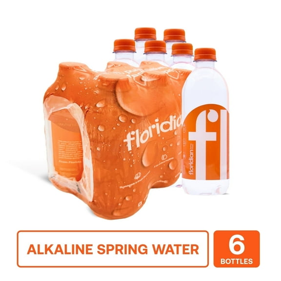 Floridian Spring Water, Alkaline 8.1 pH,  Natural Mineral Spring Water, (16.9 fl oz bottles) 6-Pack Count
