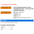 thumbnail image 2 of Front Side Marker Light Set 2 Piece - Compatible with 1977 - 1991 Ford E-350 Econoline Club Wagon 1978 1979 1980 1981 1982 1983 1984 1985 1986 1987 1988 1989 1990, 2 of 2