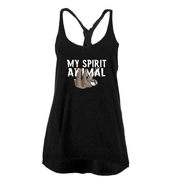 Sloth is My Spirit Animal Juniors Twist Tank Top Black MD