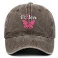 thumbnail image 4 of AJGRHE Unisex Cancer International Publicity Day Ribbon Embroidered Baseball Hats Outdoor Sports Hop Adjustable Denim Cap Coffee One Size, 4 of 4