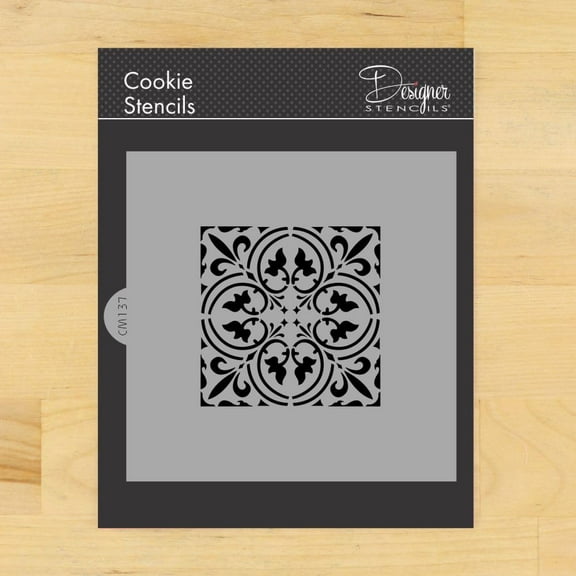 Small Scroll Tile (3 Inch) Cookie and Craft Stencil CM137 by Designer Stencils