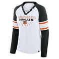 thumbnail image 2 of Women's Fanatics White/Black Cincinnati Bengals Redzone Blitz Package Raglan Lace-Up V-Neck Long Sleeve T-Shirt, 2 of 3