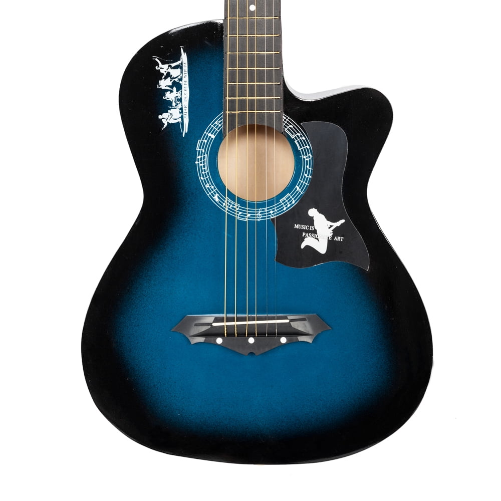 Private Jungle 38" Cutaway Guitar, Basswood Beginner Electric Guitar with Bag String Set, Blue