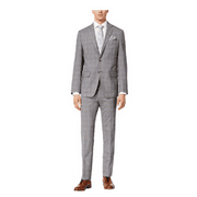 Tallia Men's Slim-Fit Gray/Blue Plaid Suit, 44R