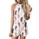 thumbnail image 1 of Gibobby Mono Corto Informal Mono de playa con estampado informal de verano para mujer, mono de cintura alta, mono sin mangas con cuello Halter, pantalones cortos, cintura elás(Rosa， M), 1 of 5