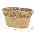 thumbnail image 3 of DecMode 30" x 17" Brown Seagrass Handmade Large Woven Oval Storage Basket with Zig Zag Patterned Rim, 1-Piece, 3 of 9