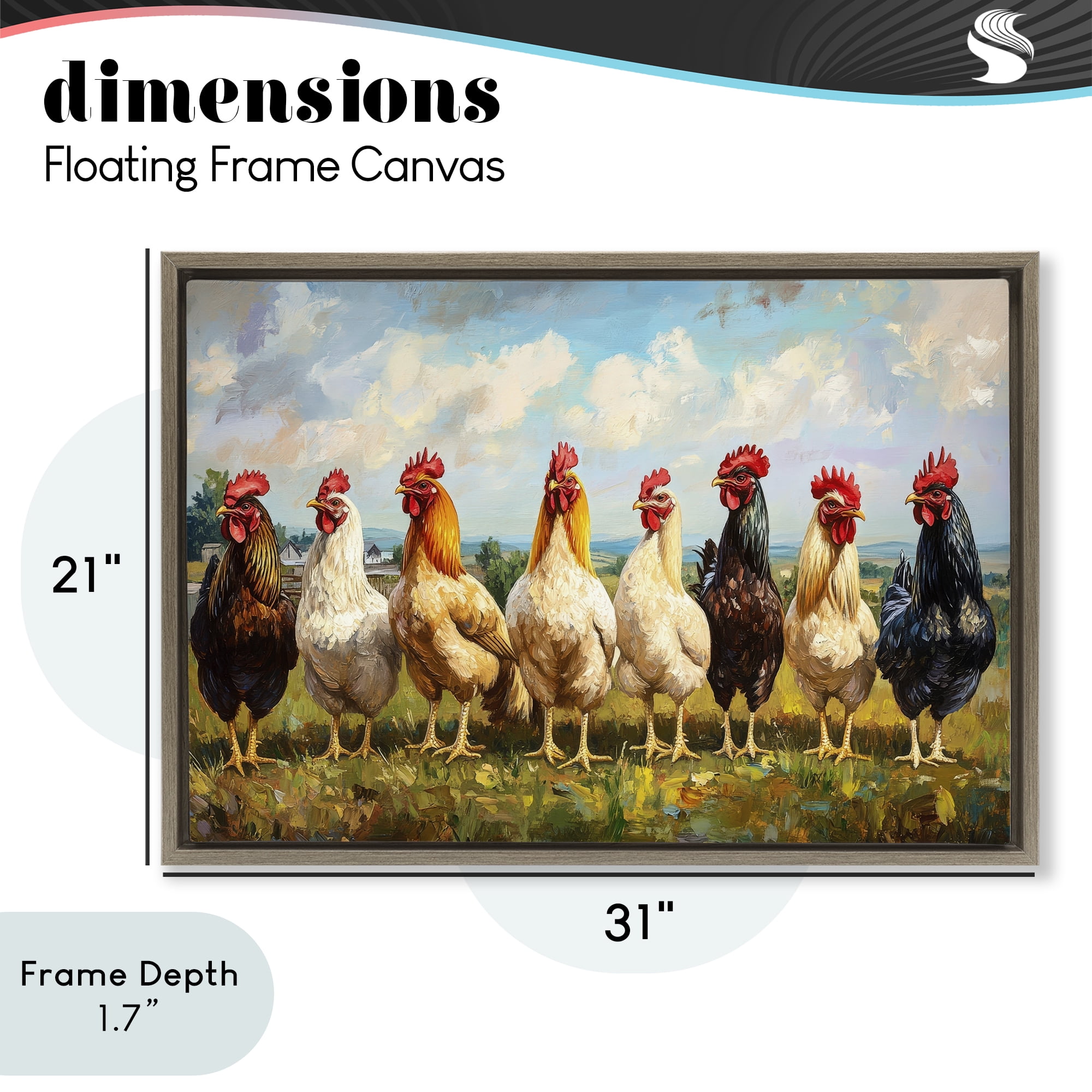 Stupell Industries Chicken Brood on Horizon Brown Framed Floater Canvas Wall Art, design by Petal Prints Design