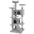 thumbnail image 6 of ZENY 53" Cat Tree Multi-Levels Condos Scratching Post Tower Play House, Light Gray, 6 of 11