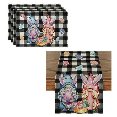 

GDHOME Easter Bunny Table Runner Easter Table Series Easter Motif Table Decoration