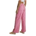 thumbnail image 4 of GEWSEY Womens Wide Leg Striped Plaid Pants Casual Barrel Loose Drawstring Low Waist Palazzo Harem Pants with Pockets (Wine, XL), 4 of 9