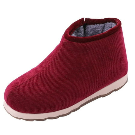 

Sexlip Women s Cotton Shoes Corduroy Winter Indoor Warm Plush Fuzzy House Shoes Non-Slip Home Flats Casual Solid Color Warm Shoes Red 40