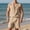 Khaki, variant on Mens Pajama Set Sleepwear Solid Linen Button Sleeveless Polo Shirt Drawstring Shorts Set