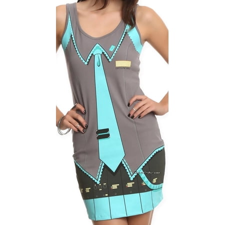 Vocaloid Hatsune Miku Body Hugging Tank Costume Cosplay Dress Juniors, XL