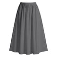 thumbnail image 7 of XIAOCHA Summer Midi Skirt for Women Solid Elastic Waist Side Pocket Flowy Loose Casual Everyday Long Skirts, 7 of 7