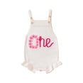 thumbnail image 1 of TheFound Baby Girl Sweater Romper Sleeveless Button Down Letter Embroidery Jumpsuit Infant Toddler Overalls, 1 of 9