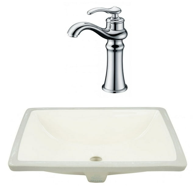 20.75-in. W CSA Rectangle Bathroom Undermount Sink Set In Biscuit - Chrome Hardware AI-23072