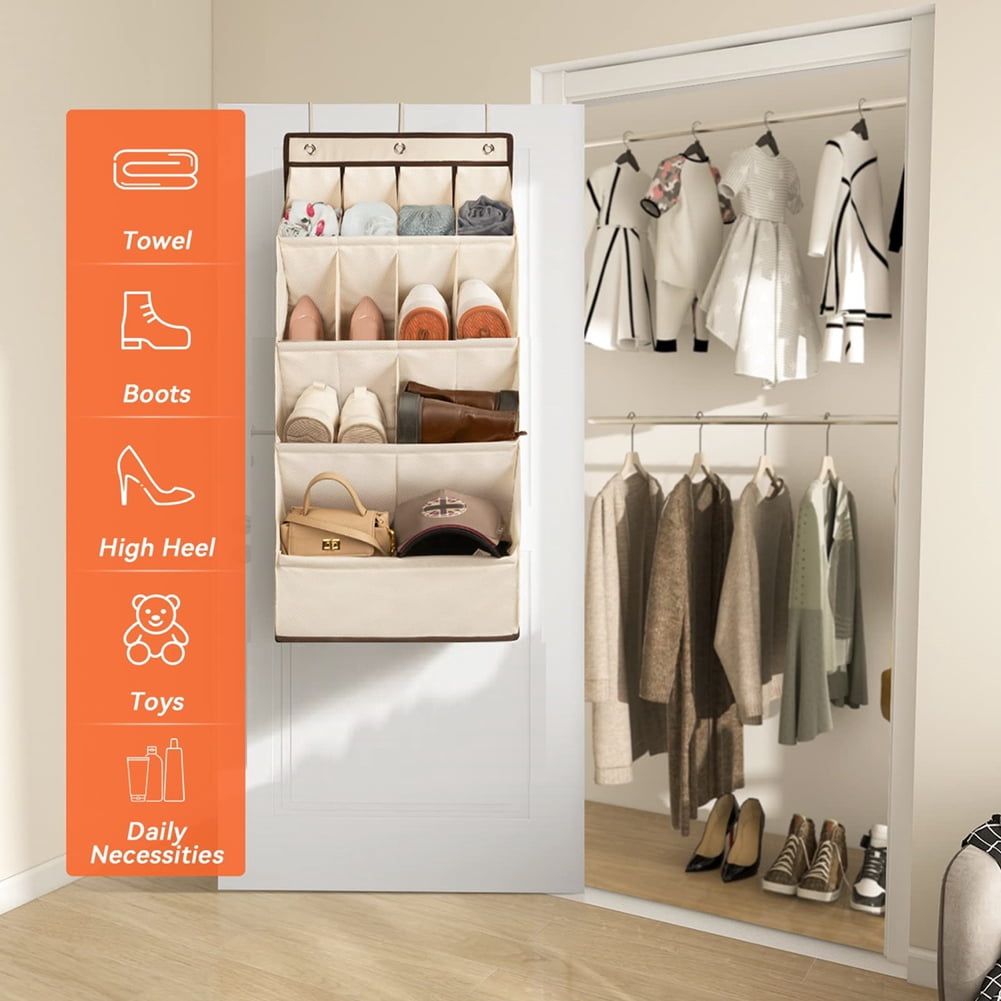 Storage Bag Behind Door Hanging Footwear Organizer Shoe Rack with Large Deep Pockets Closet A