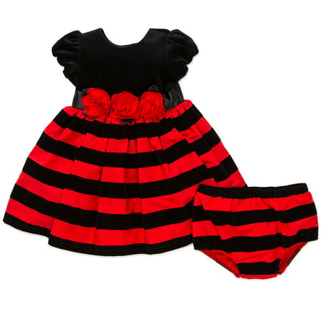Little GIrl Black Red Special Occasion Dress Panty Outfit Christmas Holiday 9M