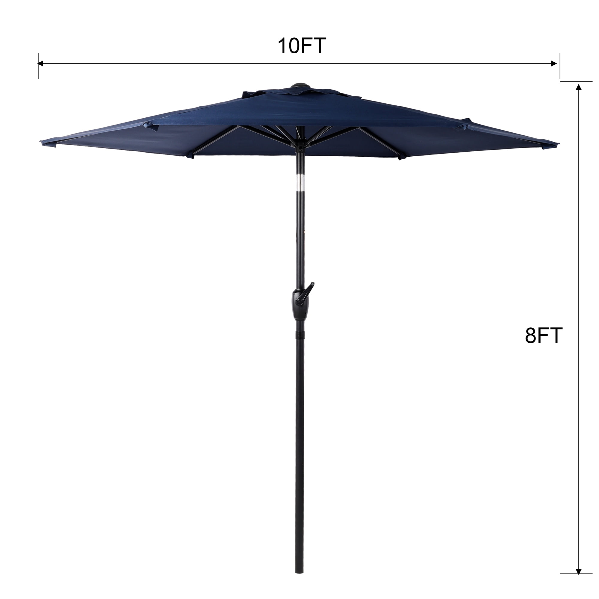 Leumius 10FT Patio Umbrella,Outdoor Market Yard Umbrella, Sun Shade Umbrella with Push Button Tilt and Crank Mechanism for Garden, Deck, Pool and Backyard, Not Include Umbrella Base,Blue