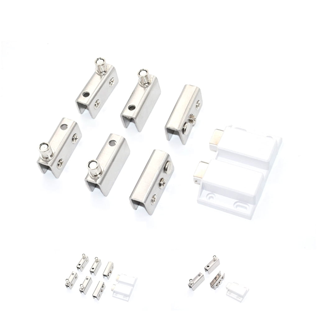 Cabinet Shower Glass Door Pivot Hinges Clamp Magnetic Catch Set for 5-8mm Glass 