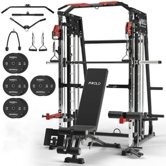 Smith Machine with Cable Crossover System, Multi-function Squat