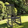 thumbnail image 2 of Tcbosik Wooden Outdoor Rocking Chair, Rocker with High Back for Patio, Deck, Garden, Backyard, Black, 2 of 10