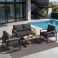 thumbnail image 2 of BaPiPro 4-Piece Outdoor Exposed Tube Sofa Set, Dark Gray Modern Sturdy Patio Furniture, Durable Conversation Set for Balcony, Backyard & Outdoor Comfort, 2 of 10