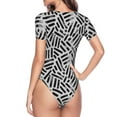 thumbnail image 4 of Easygdp Weave Geometric Women's One-Piece Swimsuit Slim Fit Crew Neck Bodysuit Athletic Swimwear with Concealed Buckle - Medium, 4 of 9