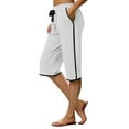 thumbnail image 3 of Womens Capri Pants Womens Shorts White 8(L) Trousers Solid Color Ladies Stretch Belt Pants Pockets Shorts Pants Fashion Women Pants Capri Pants for Women, 3 of 5