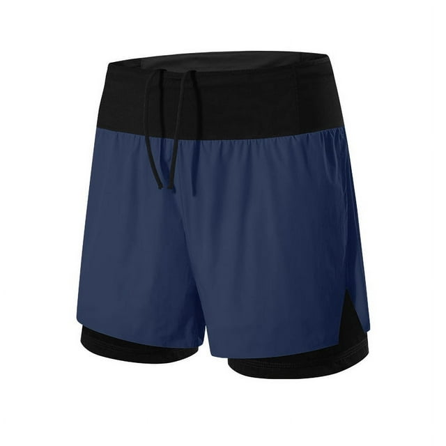 Running Sports Shorts Men's Summer Outdoor Marathon Fitness Basketball Double-Layer Fake Two-Piece Running Quick-Dry Shorts