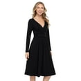 thumbnail image 2 of Danolapsi Women's Casual Wrap V Neck Midi Dress Long Sleeve Smocked Waist Tiered A Line Pleated Flowy Long Dress, 2 of 9