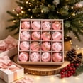 thumbnail image 4 of WWC Christmas Ball Ornament Set, 16 pcs Soft Satin Brushed Christmas Balls with Glitter Beaded, Christmas Tree Decorations for Xmas Party, Pink, 4 of 7