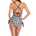 thumbnail image 4 of Traje de baño de una pieza para mujer con tirantes ajustables, blanco M, traje de baño listo para la playa con estampado de leopardo, 4 of 6