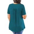 thumbnail image 3 of DYMADE Womens Summer Breathable Lace Round Neck Short Sleeve Solid Basic T-Shirt Plus size, 3 of 3