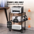 thumbnail image 4 of Printer Cart 3-Tier Rolling Printer Stand with Hooks, Lockable Wheels & Adjustable Storage Shelves Mobile Printer Shelf Large Tall Printer Table for Home Office Small Spaces Organization, 4 of 8
