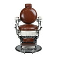 thumbnail image 2 of FRANKLIN Vintage Barber Chair, Reclining Heavy Duty Barber Chair, Brown Seat White Frame, 2 of 7
