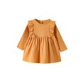thumbnail image 1 of xiaxaixu Robe d'Automne pour Filles, Couleur Unie Col Rond à Volants Manches Longues, 1 of 8