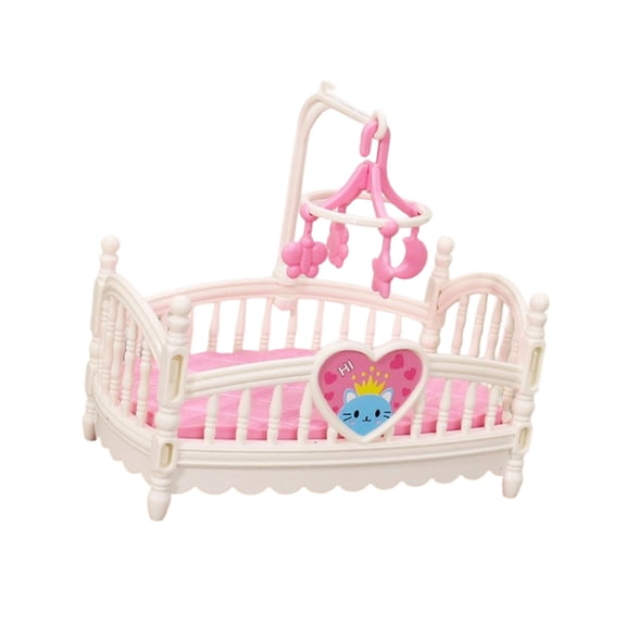 Realistic Nursery Crib Model Pretend Play for Kids Role Toddler Bed Model Toy Single Vintage Crib 1:12 Dollhouses
