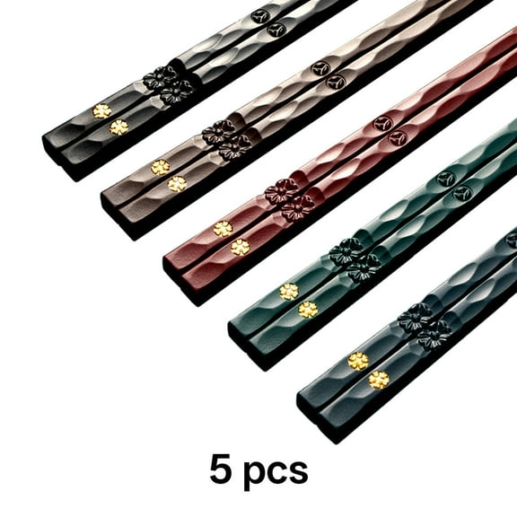 FACEGA 5Pairs Chop Sticks Solid Color Metal Chopsticks Retro Alloy Chopsticks Reusable,Colour Mixture