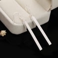 thumbnail image 3 of Grandest Birch Silver Plated Long Dangle Bar Ear Hook Wedding Bridal Women Earrings Copper, Silver Plated Silver, 3 of 5