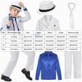 thumbnail image 4 of Boys Formal Suit Costume with White Hat Halloween Carnival 80s 90s Dance Party Outfit Set for Kids 8-13Y, 4 of 6