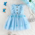 thumbnail image 3 of Baby Girl Princess Dress Sleeveless Floral Embroidery Tulle Dress Toddler Party Dress Light Blue 6-12 Months, 3 of 7